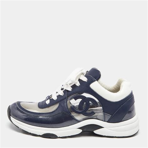 chanel sneakers navy blue|chanel shoes canada.